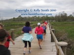 Running in Pine Gully Park towards Galveston Bay